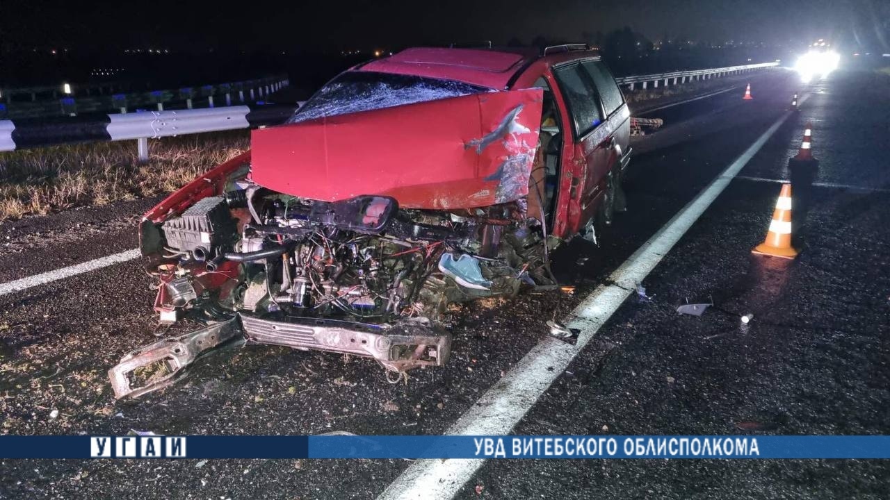 Под Оршей легковушка врезалась в дорожное ограждение
