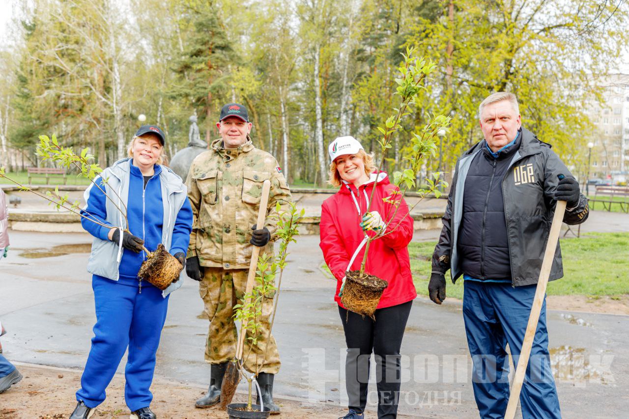 В Новополоцке в рамках республиканского субботника посадили сиреневый сквер