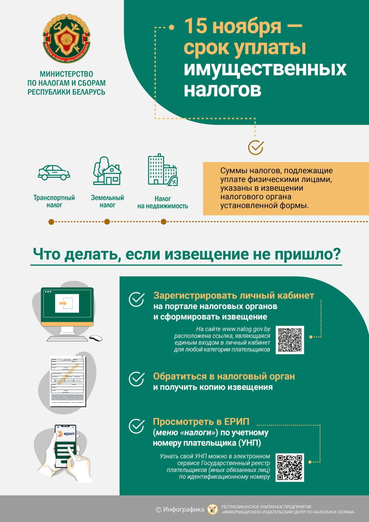 ИМНС по Витебской области напоминает о крайнем сроке уплаты физлицами имущественных налогов 