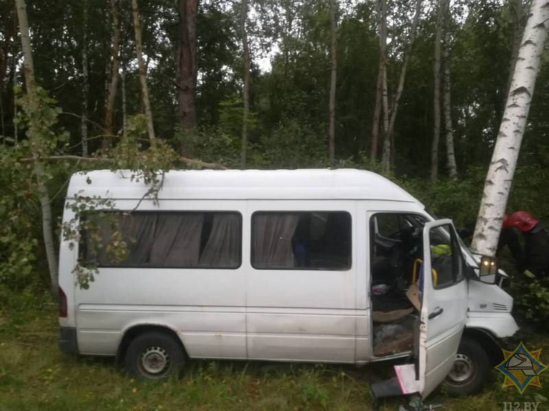 Под Лепелем Mercedes въехал в дерево, водитель оказался зажат в авто