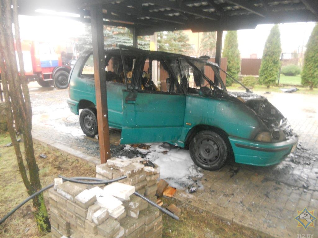 В Глубоком во дворе частного дома горел автомобиль