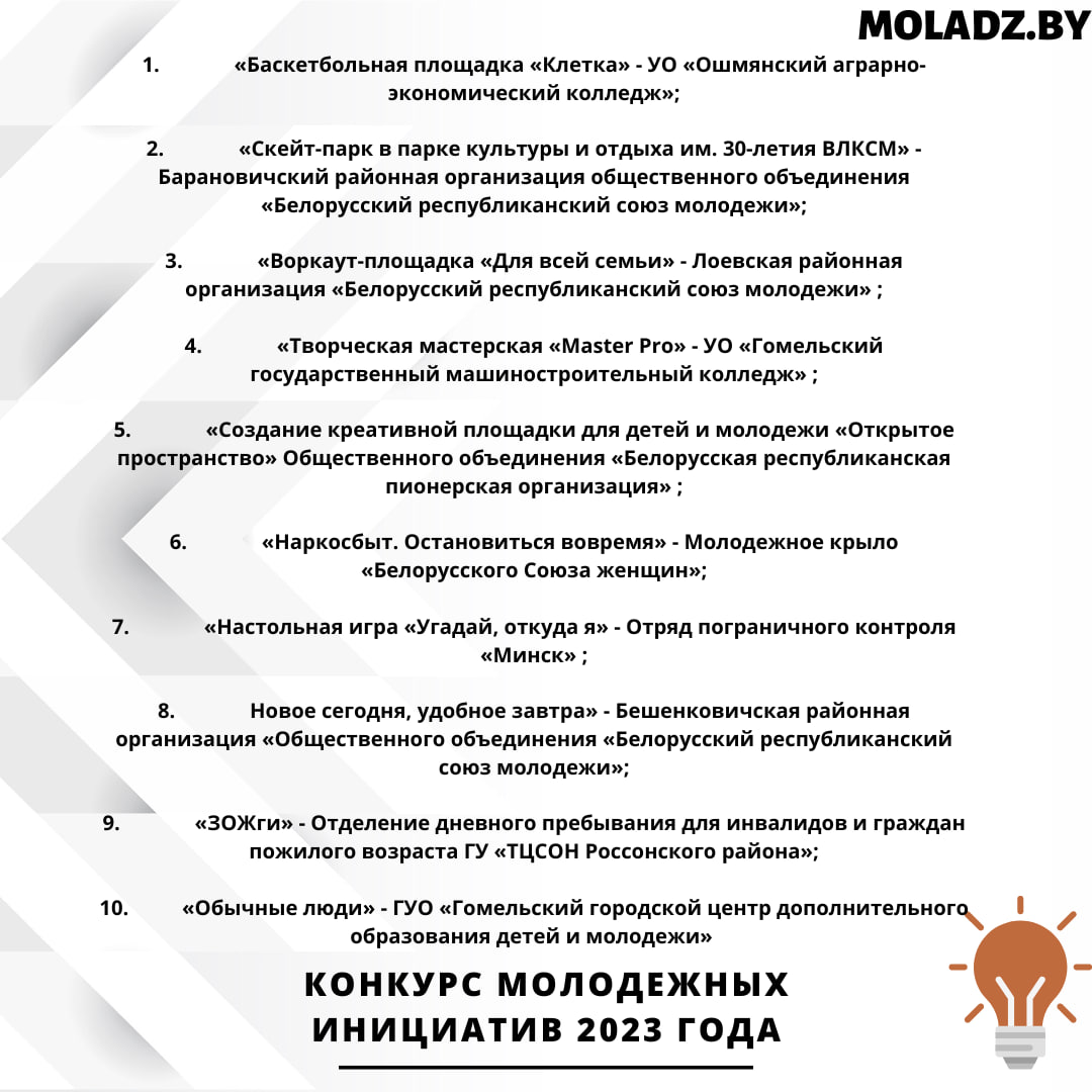 Проекты из Витебской области среди победителей республиканского конкурса молодежных инициатив