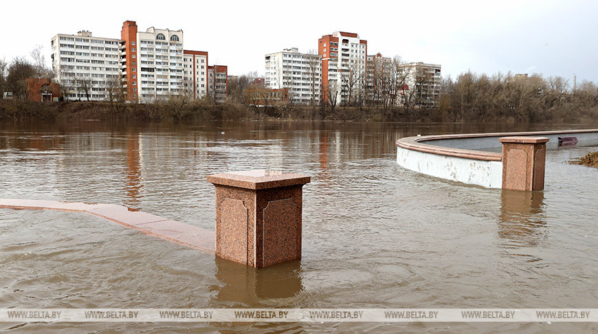 ФОТОФАКТ: В Витебске из-за подъема уровня воды подтоплена набережная, в Городокском районе - дома