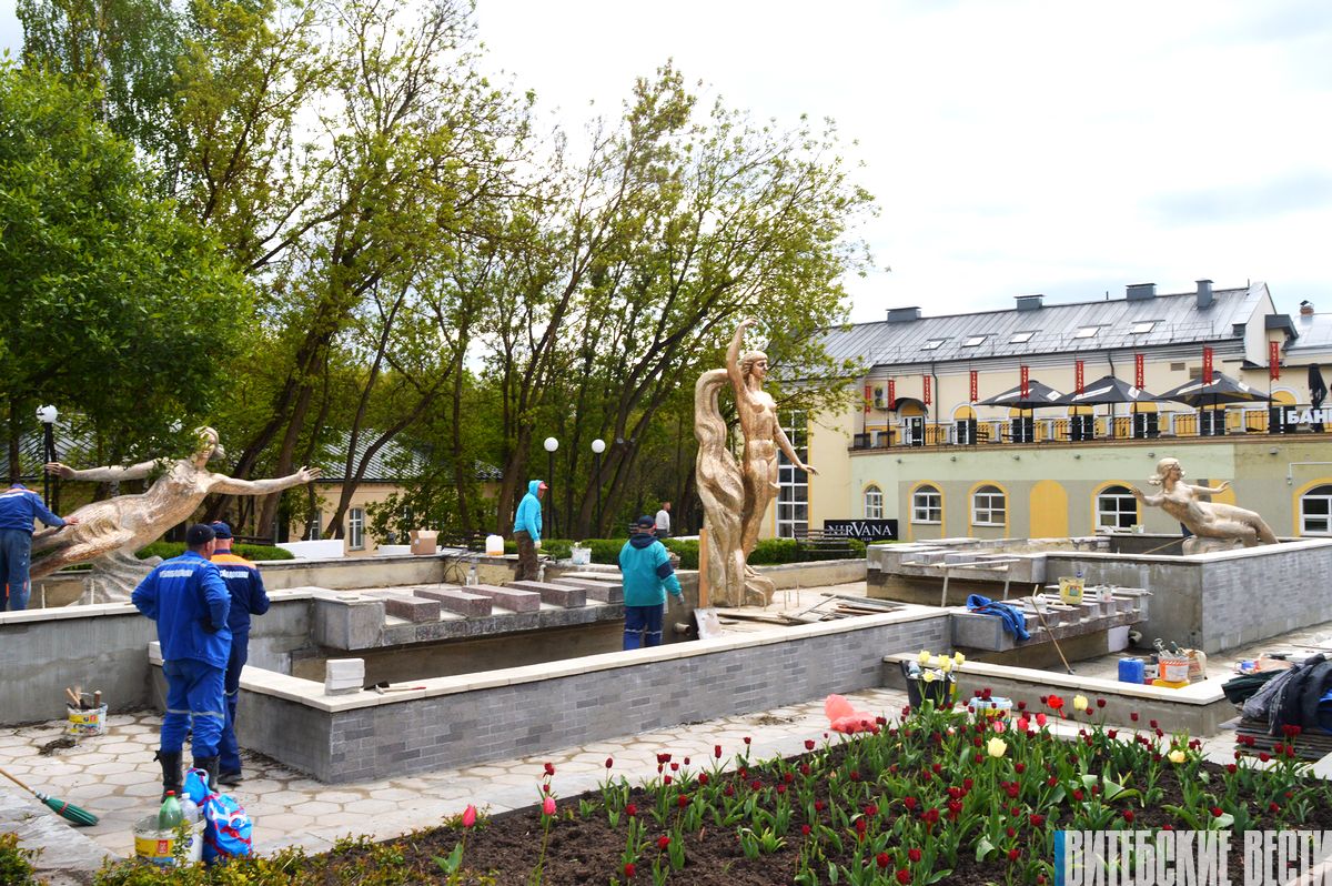 Фотофакт. В Витебске завершается обновление фонтана, который является одним из символов города 