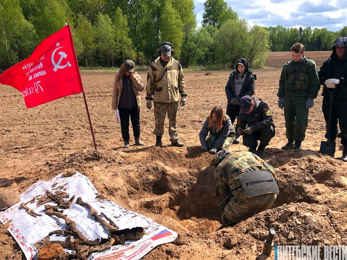 В окрестностях деревни Хотемля извлечены из недр земли останки советского солдата